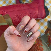 Heart Spike - Ersa Nails Red Nude Almond PressOnNails