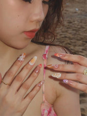 Malibu Beach - Ersa Nails Nude Purple Orange PressOnNails