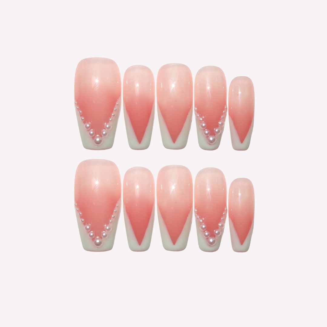 Admiring - Ersa Nails Pink White PressOnNails