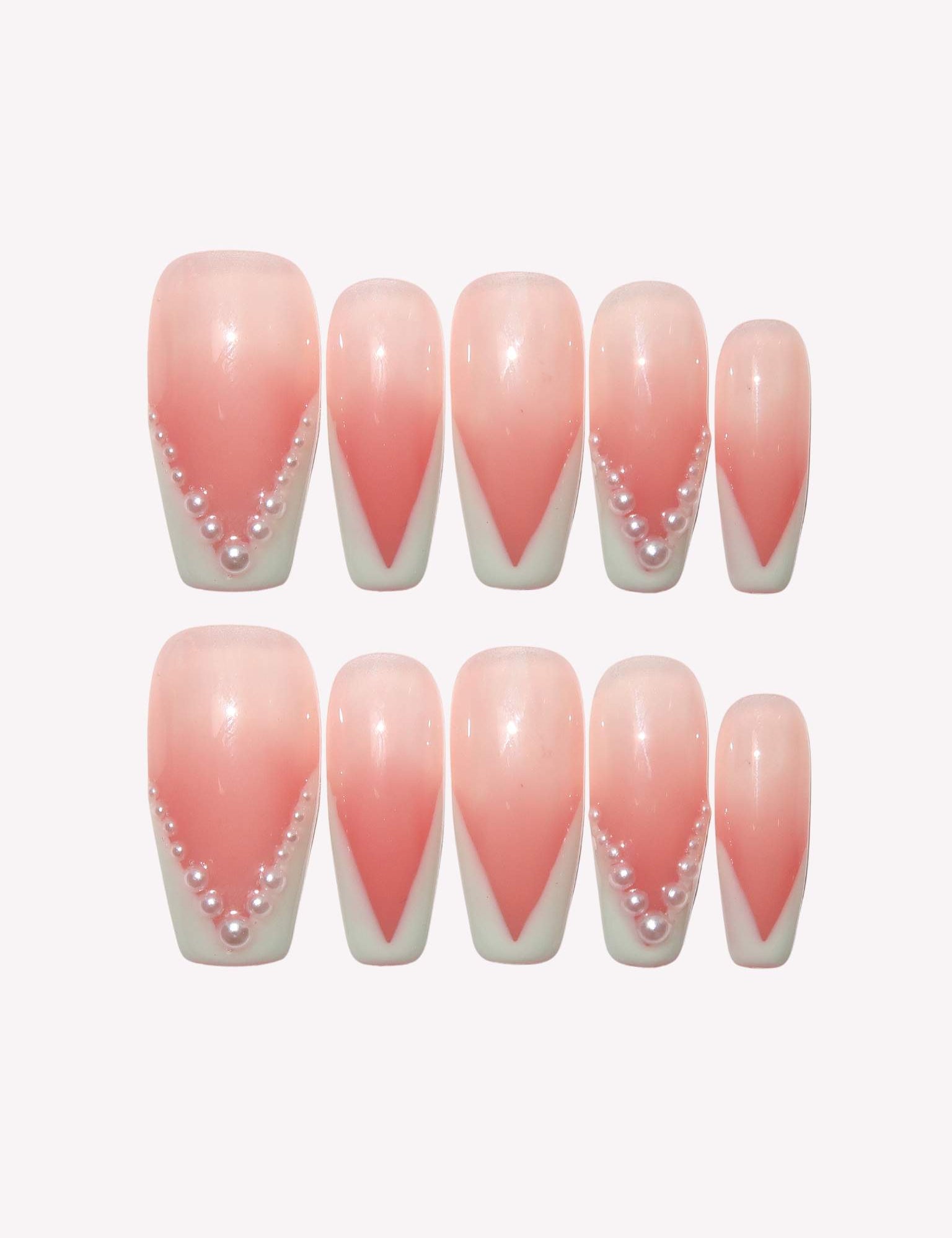 Admiring - Ersa Nails Pink White PressOnNails