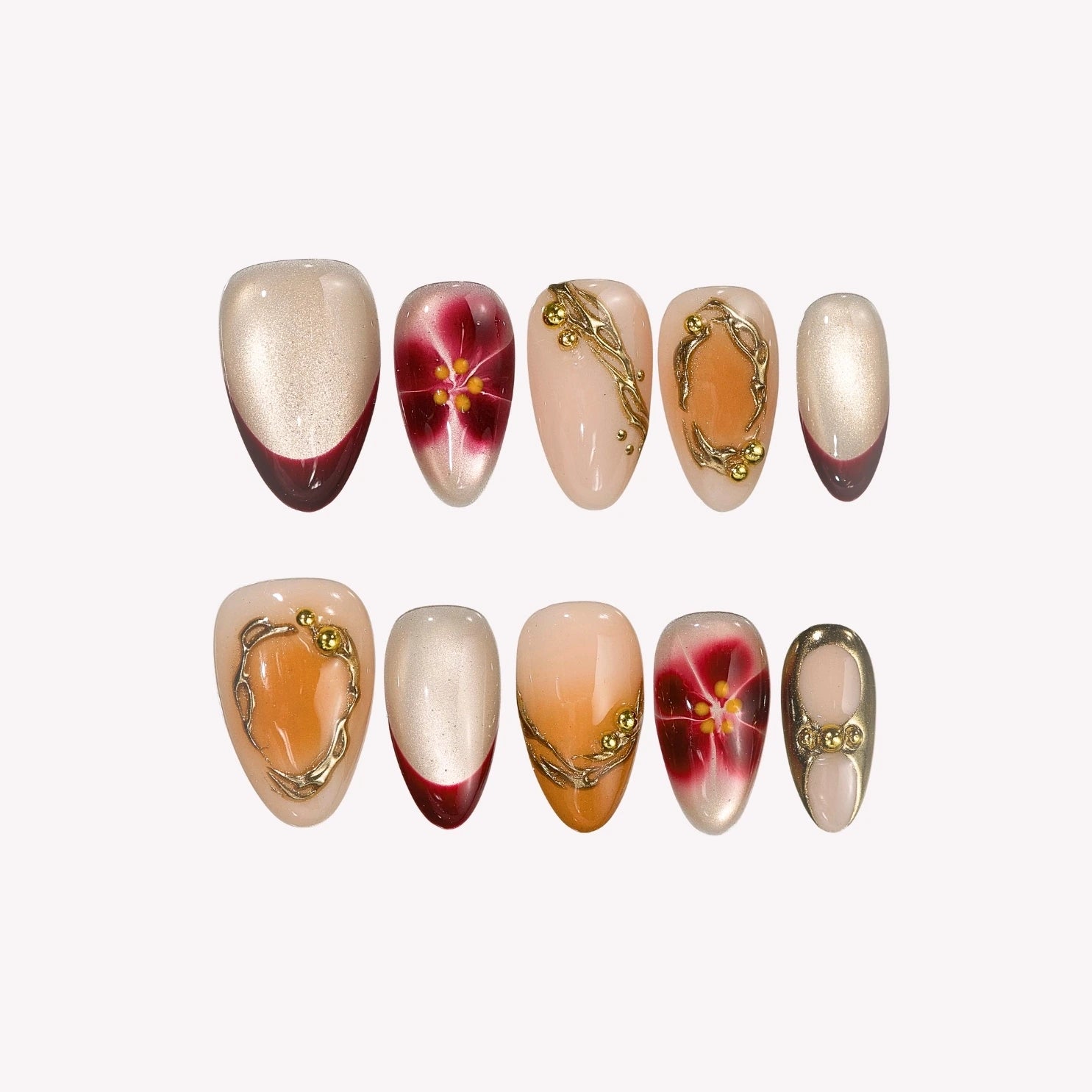 Afterglow - Ersa Nails Nude Red PressOnNails