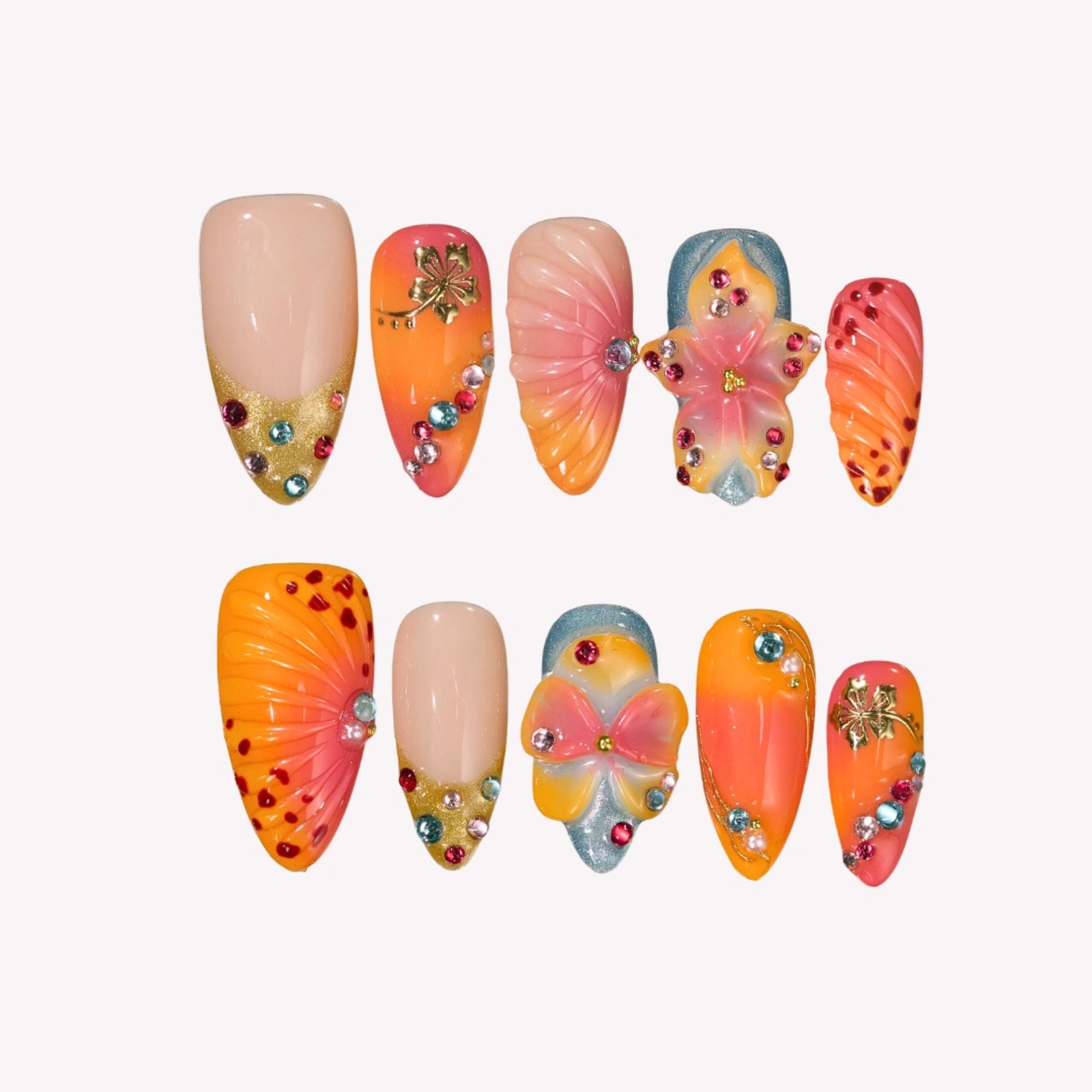 Aloha Kiss - Ersa Nails Orange PressOnNails