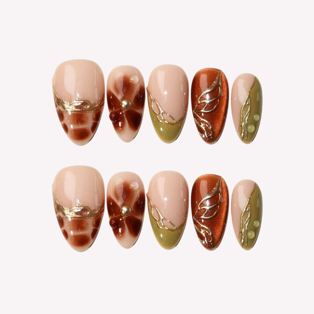 Amber Bloom - Ersa Nails Nude Brown Jade PressOnNails