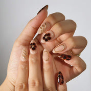 Amber Whisper - Ersa Nails Brown Nude Gold PressOnNails