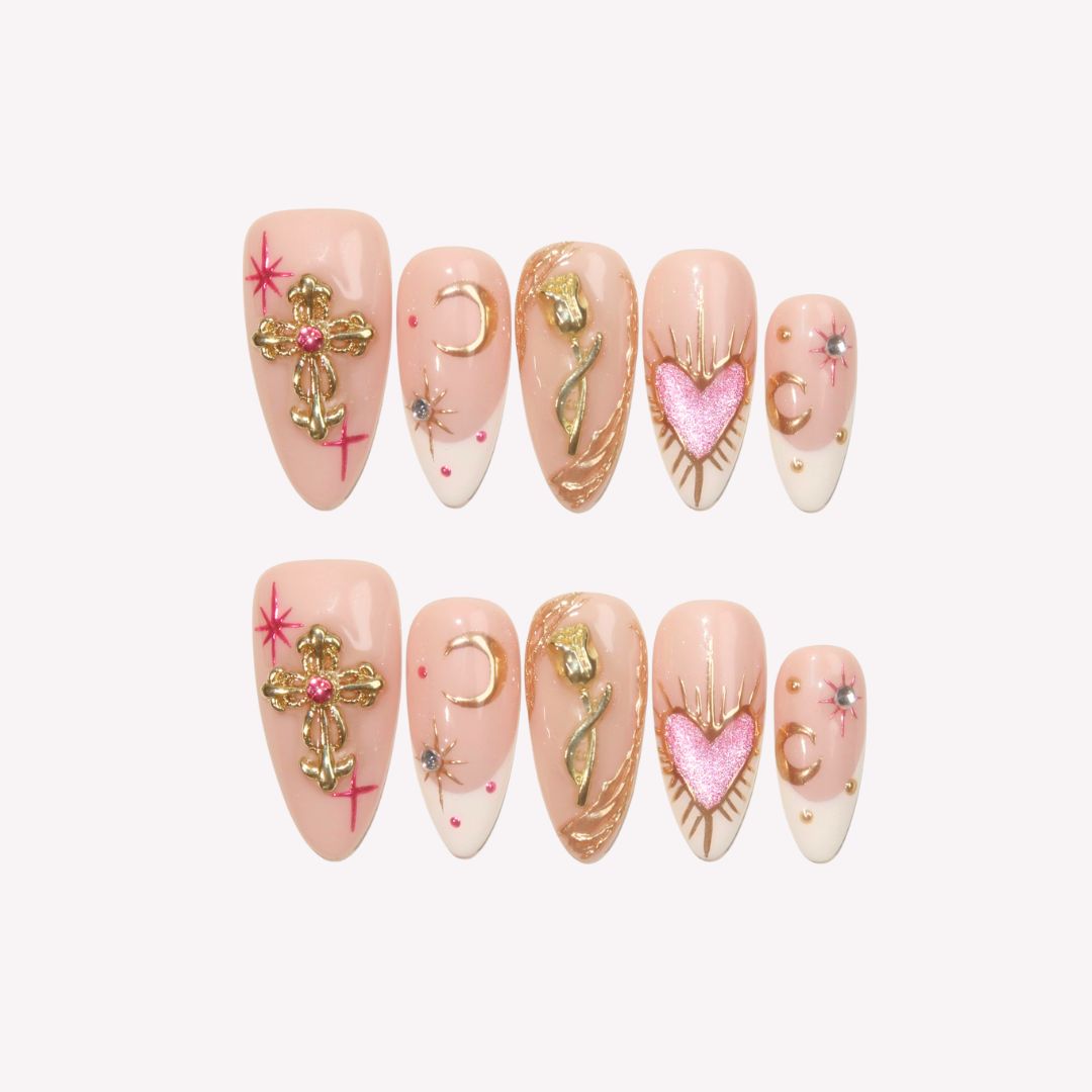 Angelic Rose - Ersa Nails Pink Gold PressOnNails