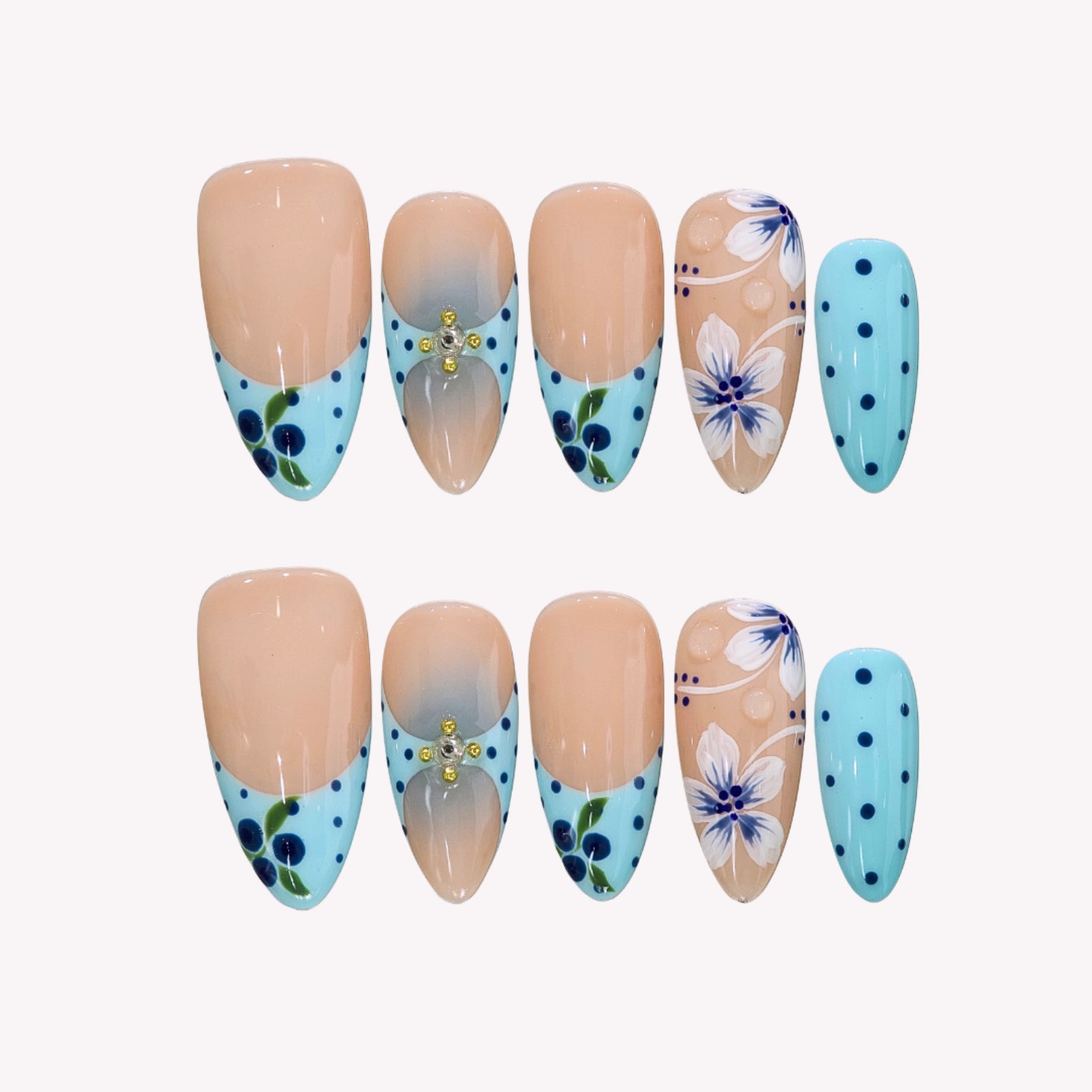Aqua Berry - Ersa Nails Nude Blue PressOnNails