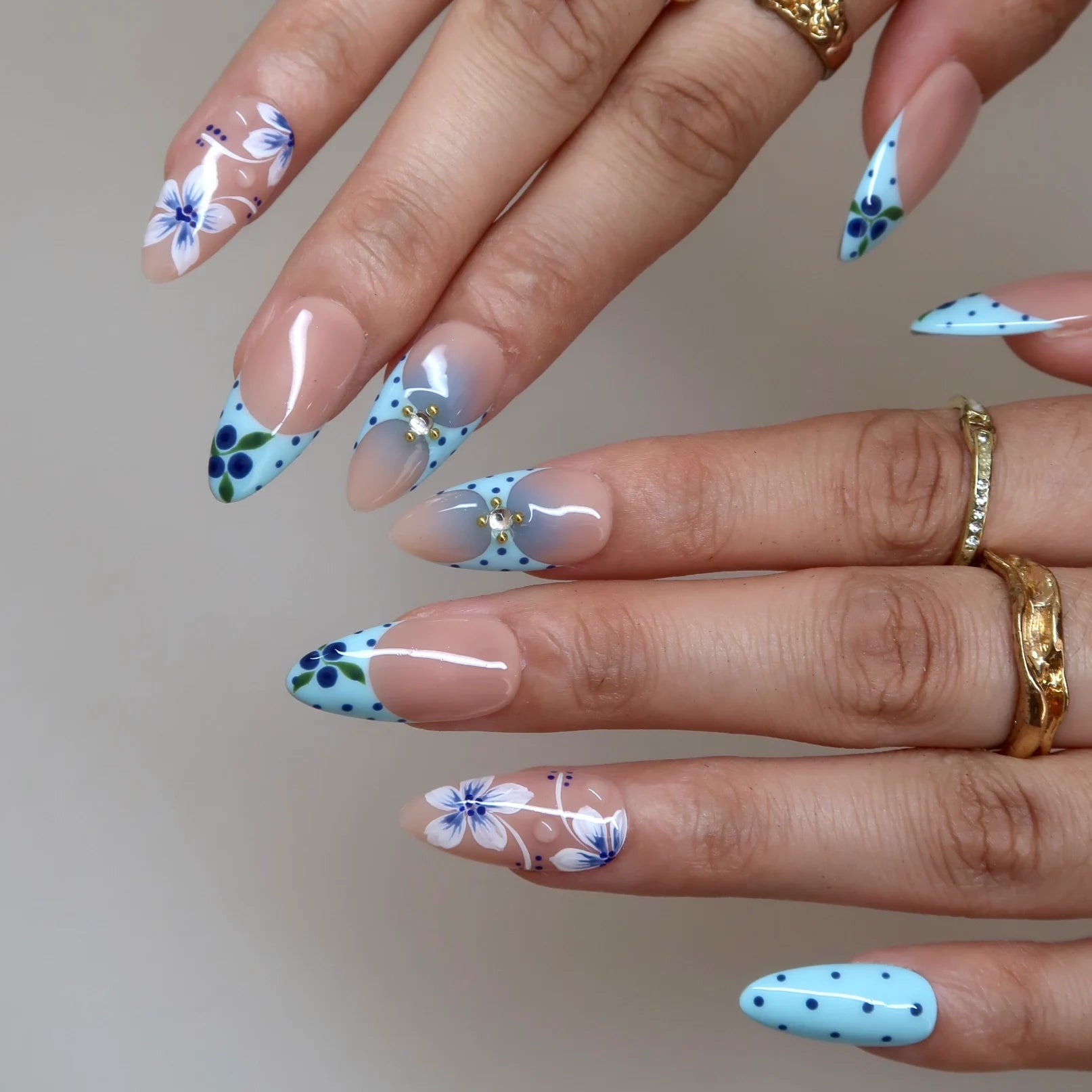 Aqua Berry - Ersa Nails Nude Blue PressOnNails