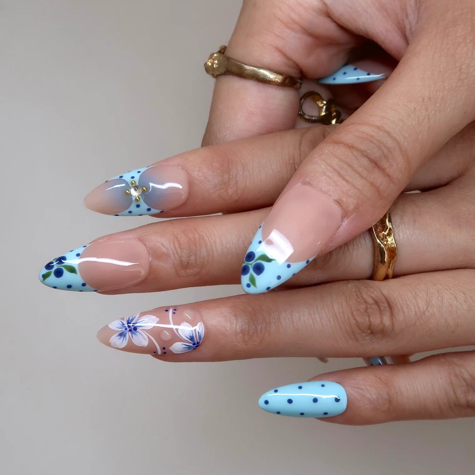 Aqua Berry - Ersa Nails Nude Blue PressOnNails