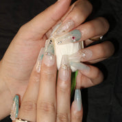 Aquarius - Ersa Nails White Mid  Coffin PressOnNails