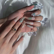 Aquarius - Ersa Nails White Mid  Coffin PressOnNails