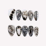 Armageddon - Ersa Nails Black Silver White PressOnNails