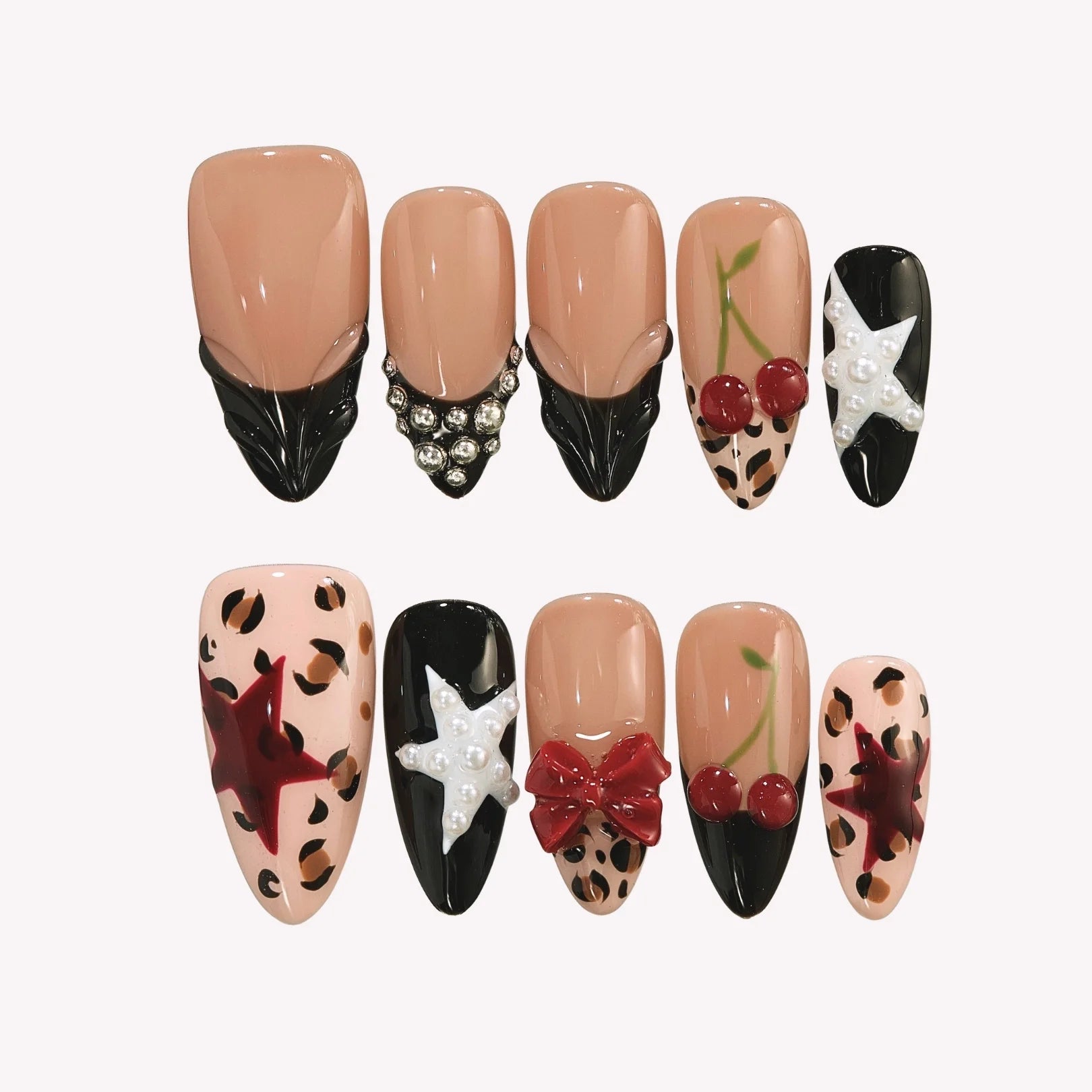 Attractive - Ersa Nails Nude Black Red PressOnNails