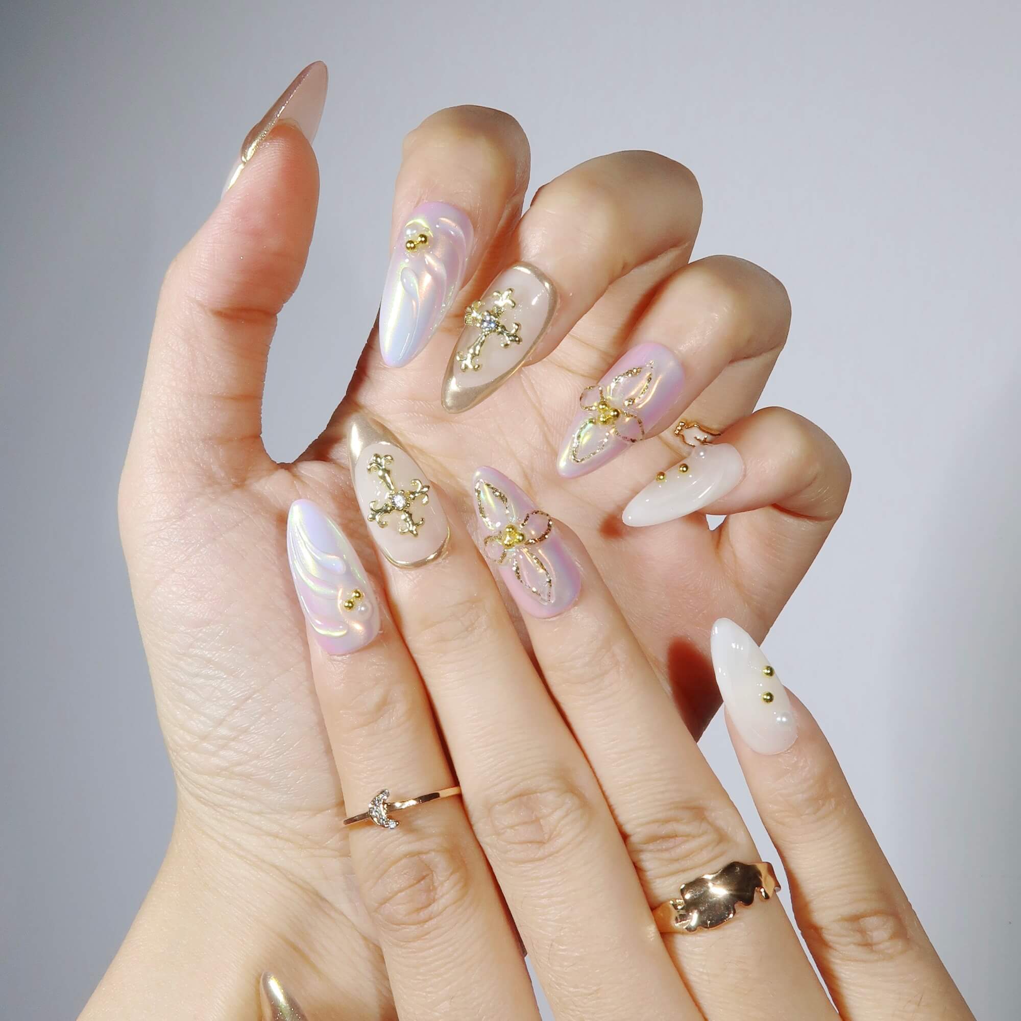 Aureate Bloom - Ersa Nails Pink Gold PressOnNails