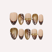 Autumn Hush - Ersa Nails Nude Brown Short Almond Handmade Press On Nails