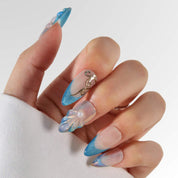 Azure Serenade - Ersa Nails Blue Nude Medium Almond PressOnNails