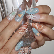 Bahamas - Ersa Nails Blue Orange PressOnNails