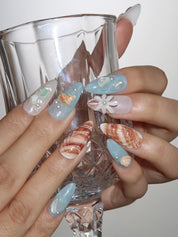 Bahamas - Ersa Nails Blue Orange PressOnNails