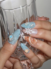 Bahamas - Ersa Nails Blue Orange PressOnNails