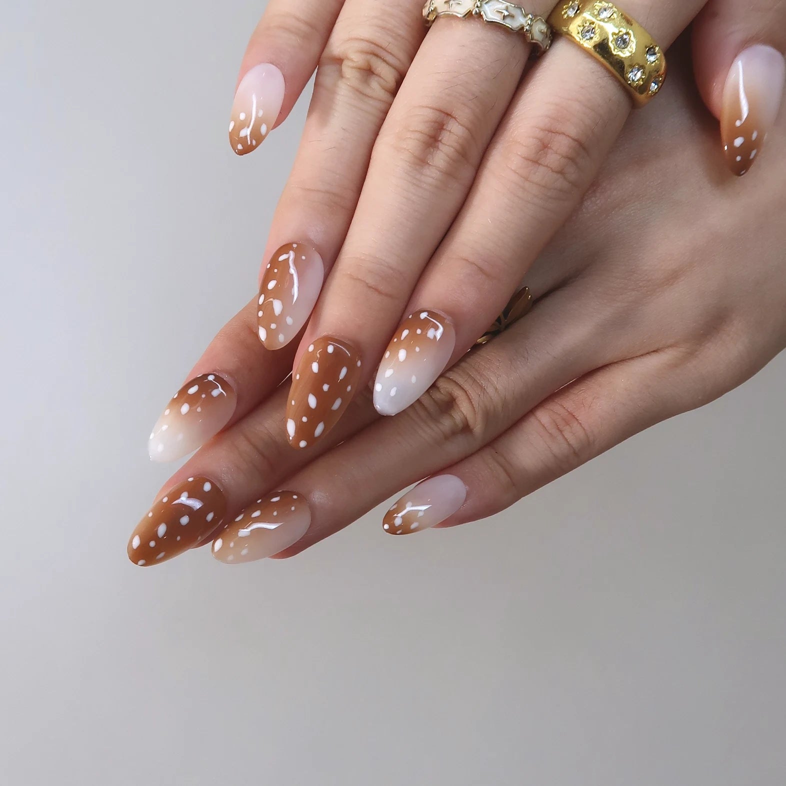 Bambi - Ersa Nails Nude Brown Short Almond PressOnNails