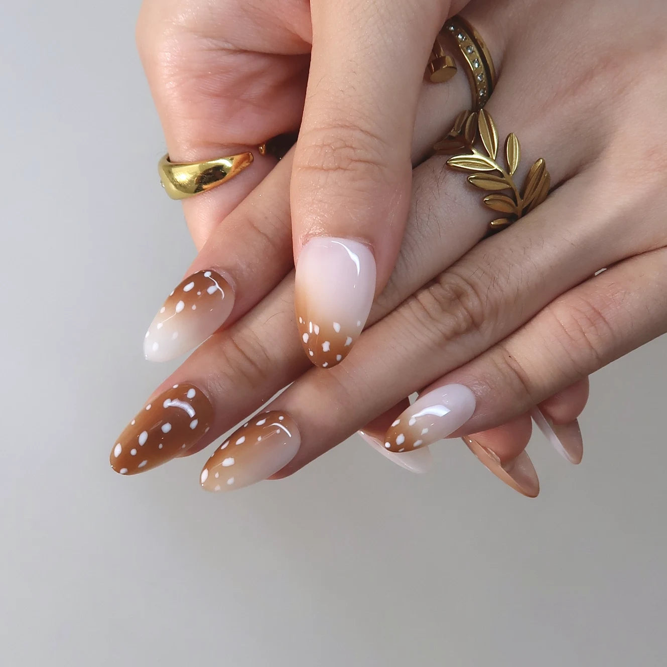 Bambi - Ersa Nails Nude Brown Short Almond PressOnNails
