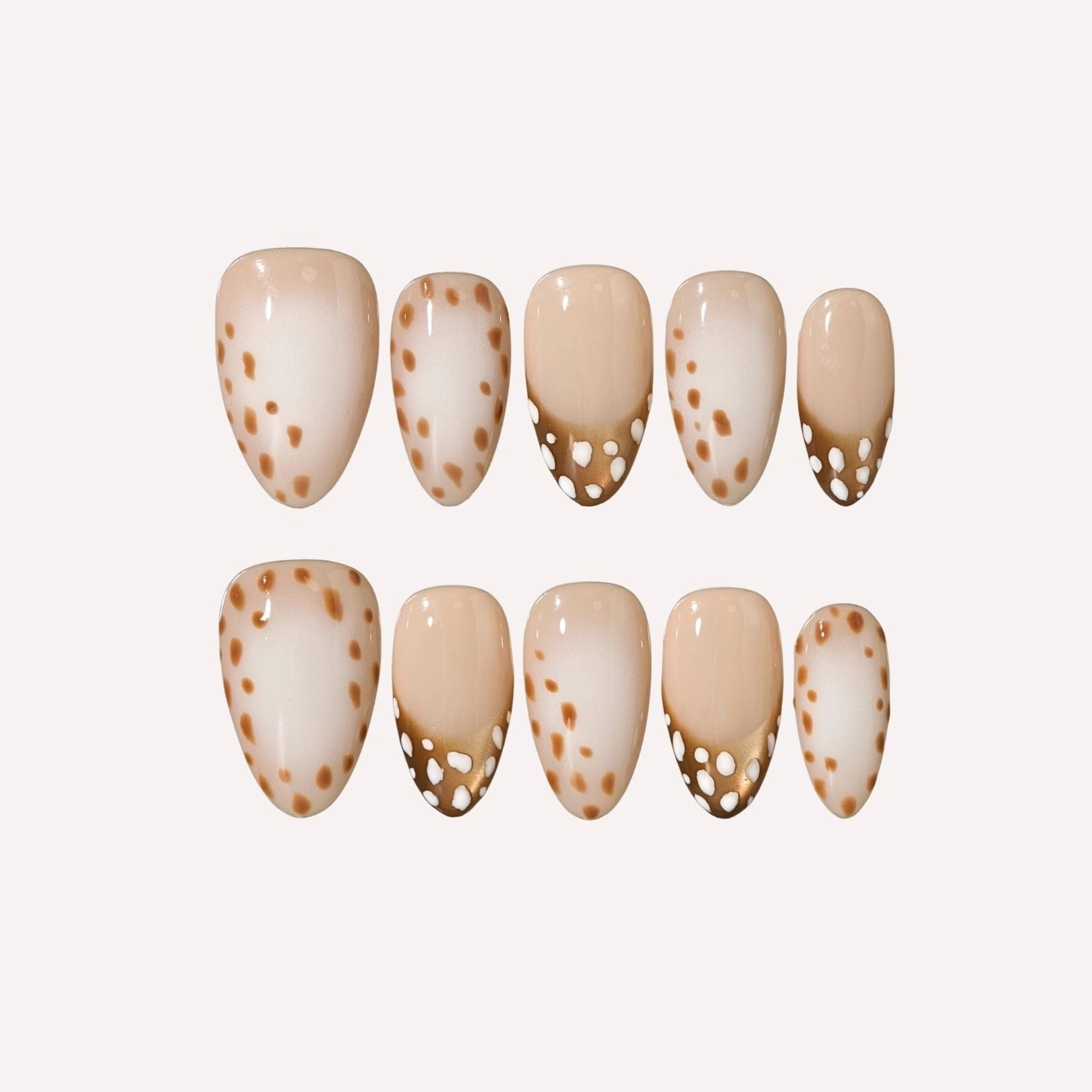 Bambi Crush - Ersa Nails Nude Brown Short Almond Handmade Press On Nails