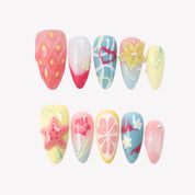 Beach It's Time - Ersa Nails Blue Yellow Pink PressOnNails