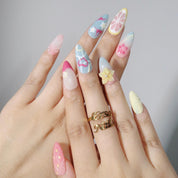 Beach It's Time - Ersa Nails Blue Yellow Pink PressOnNails