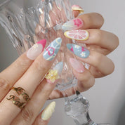 Beach It's Time - Ersa Nails Blue Yellow Pink PressOnNails