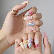 Beach It's Time - Ersa Nails Blue Yellow Pink PressOnNails