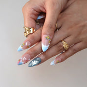 Beat The Heat- Ersa Nails Nude Blue PressOnNails