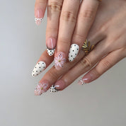 Belle Époque - Ersa Nails Nude White Black Short Almond PressOnNails