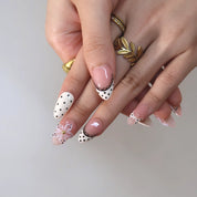 Belle Époque - Ersa Nails Nude White Black Short Almond PressOnNails