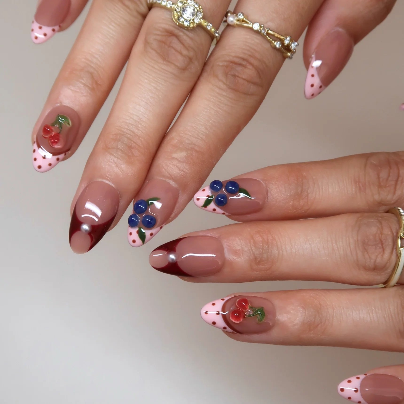 Berry Cherry - Ersa Nails Nude Pink Red PressOnNails