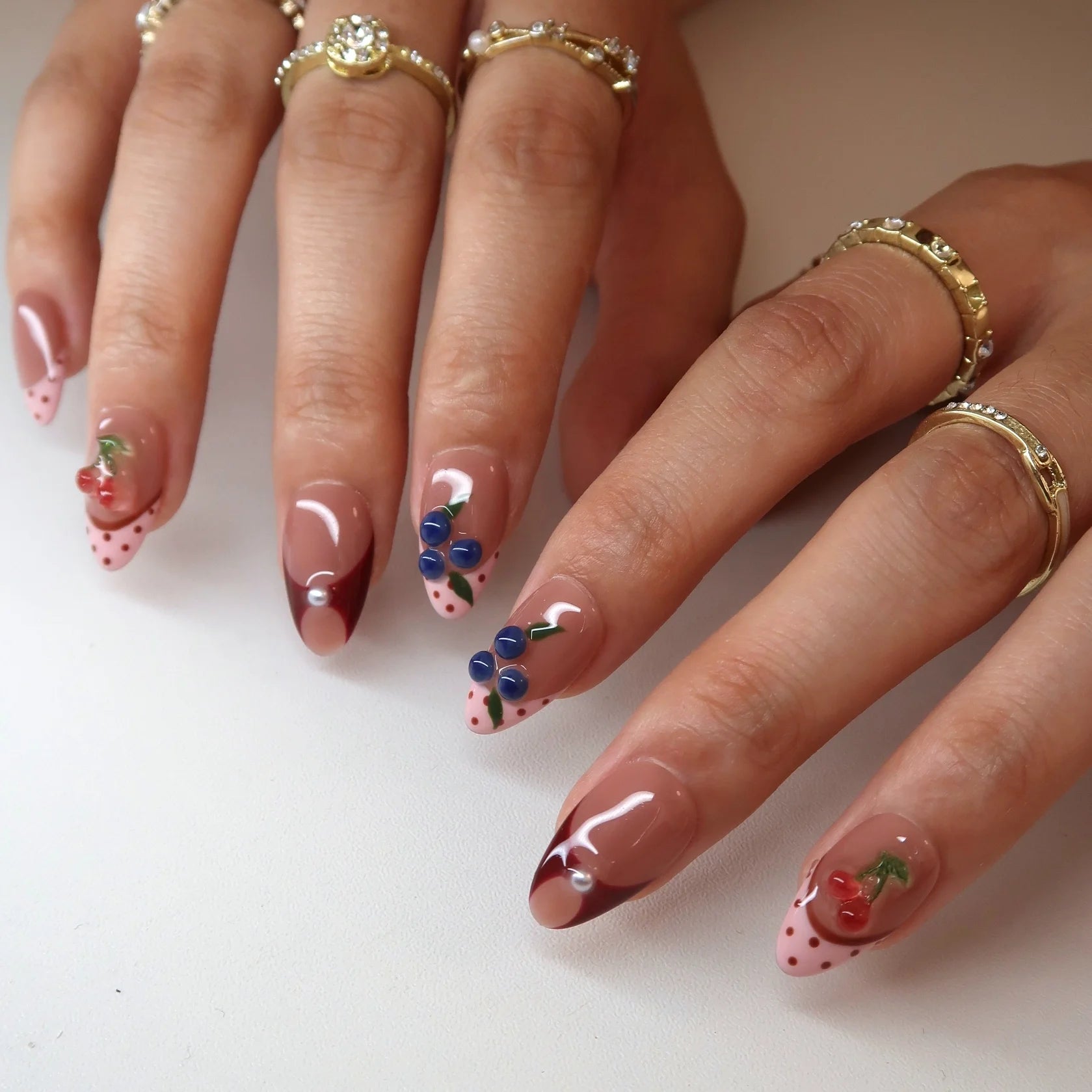 Berry Cherry - Ersa Nails Nude Pink Red PressOnNails