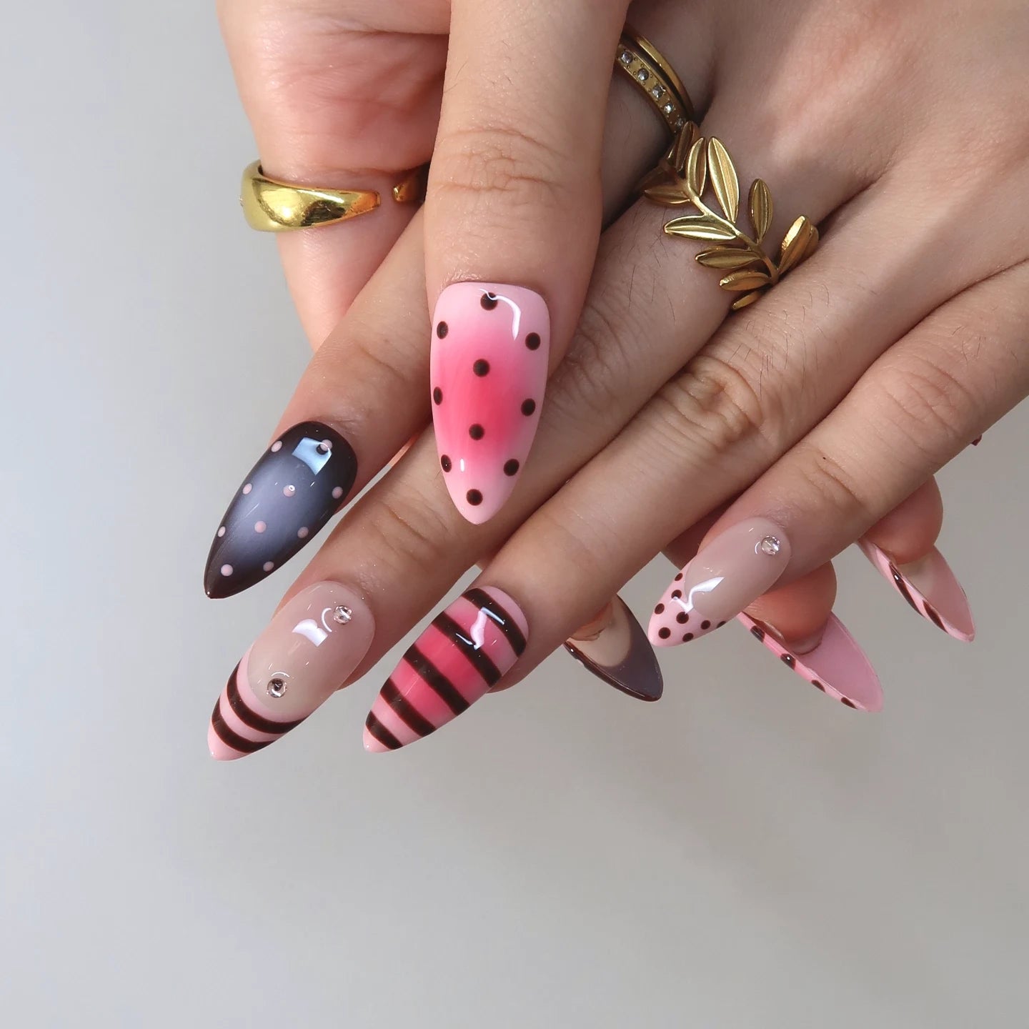 Berry Sweet - Ersa Nails Nude Red Pink Medium Almond PressOnNails