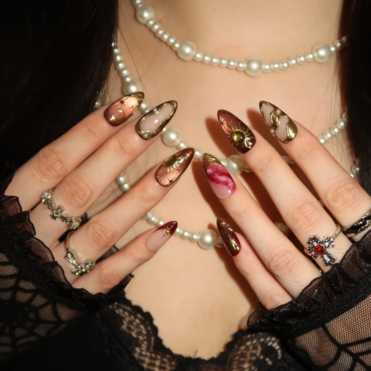 Bewitched - Ersa Nails Nude Gold PressOnNails