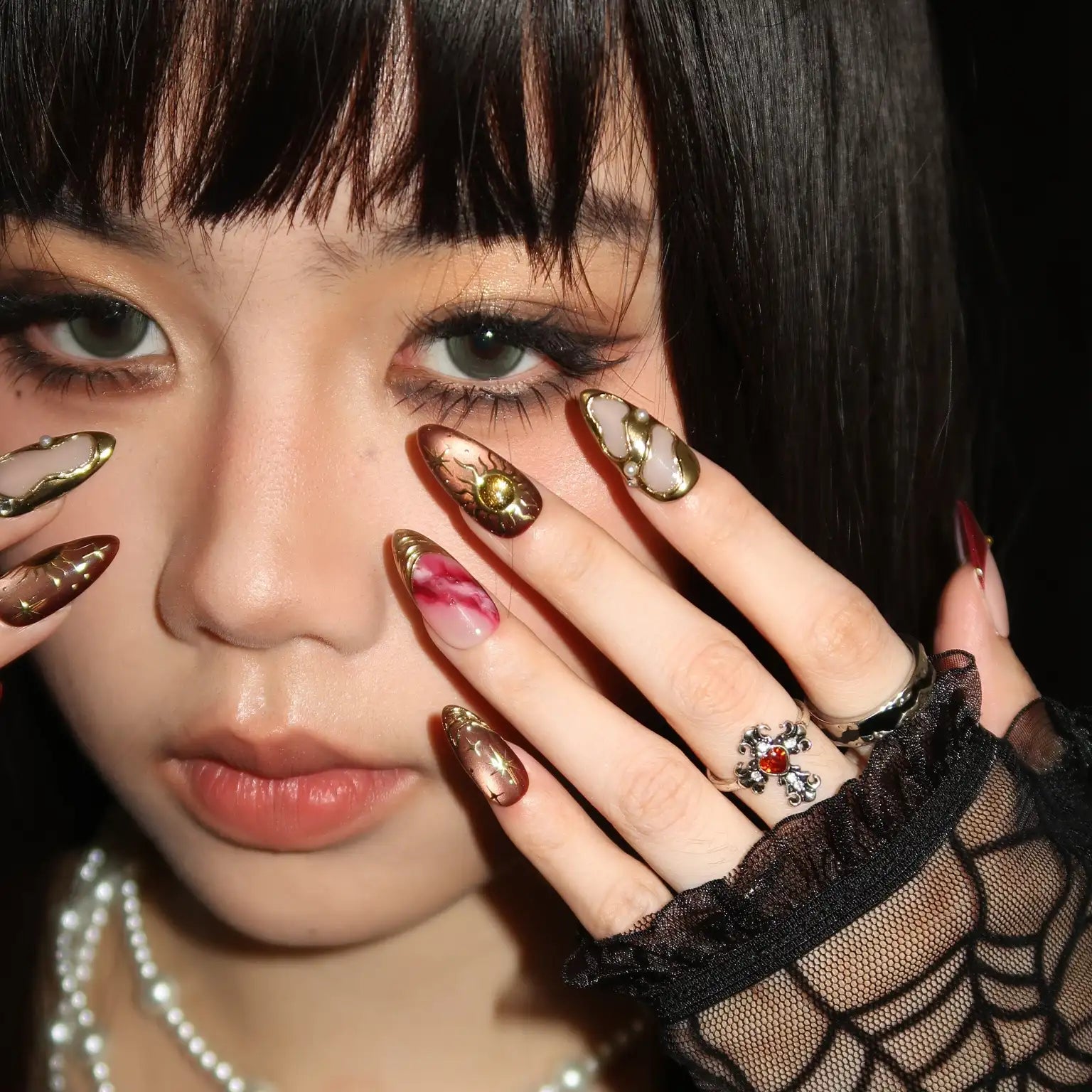 Bewitched - Ersa Nails Nude Gold PressOnNails