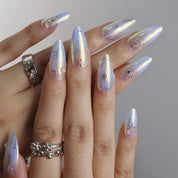 Beyond the Celestial - Ersa Nails Silver Medium Almond PressOnNails