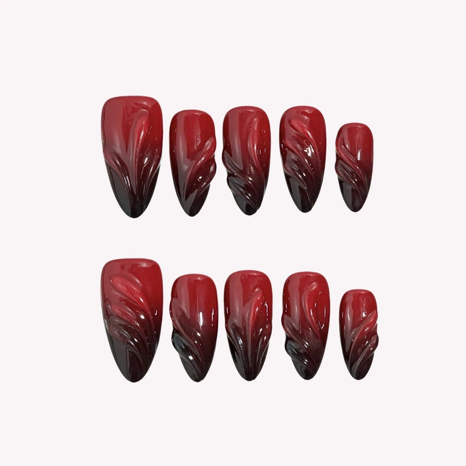 Blood Moon - Ersa Nails Red Black PressOnNails