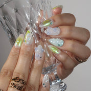 Bloom in the Mist - Ersa Nails Blue Jade White PressOnNails