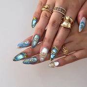 Blue Nebula - Ersa Nails White Blue PressOnNails