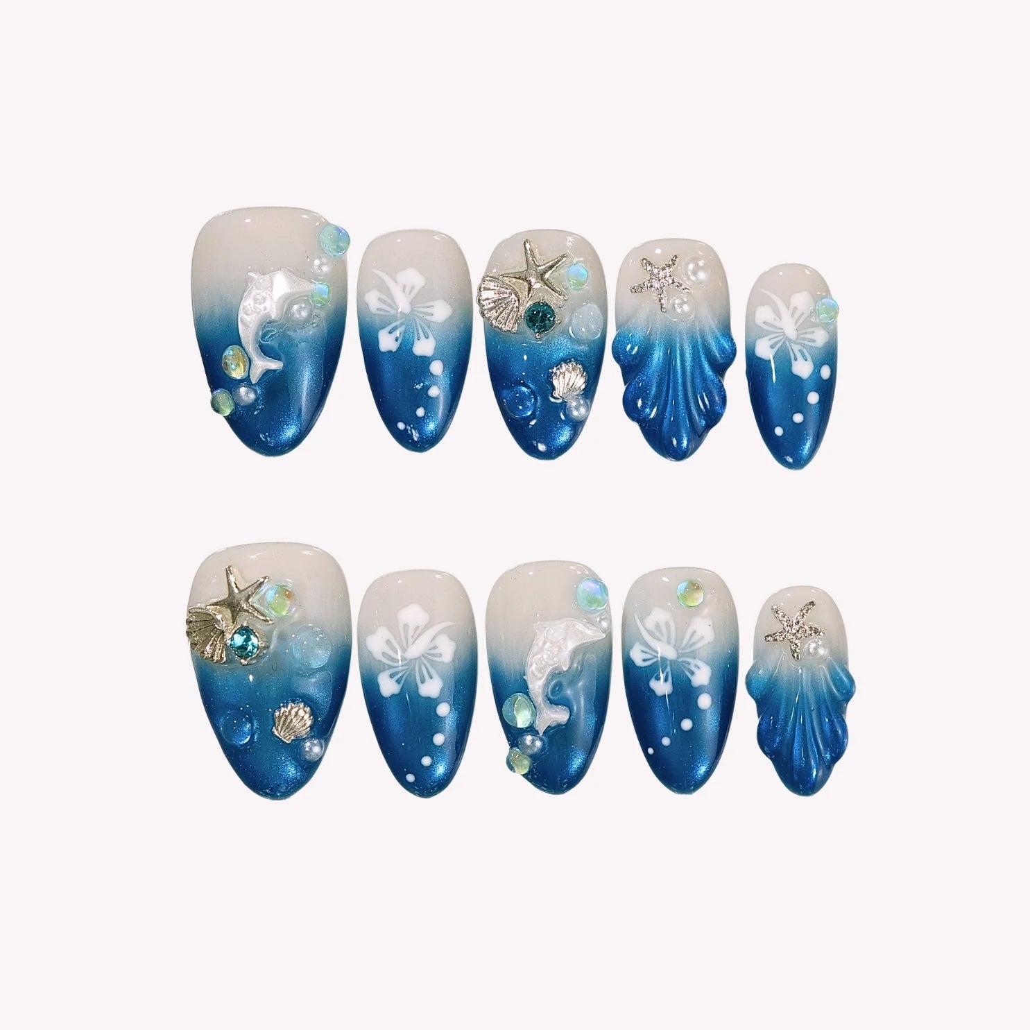 Blue Tears - Ersa Nails Nude Blue PressOnNails