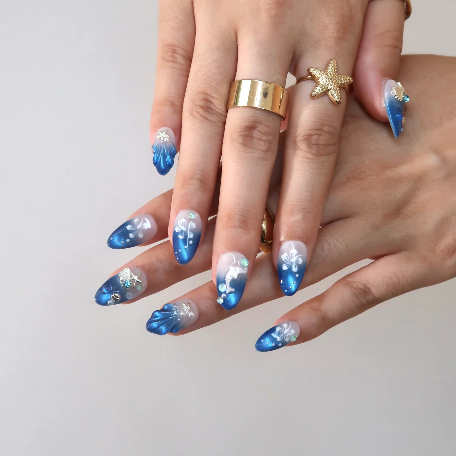 Blue Tears - Ersa Nails Nude Blue PressOnNails