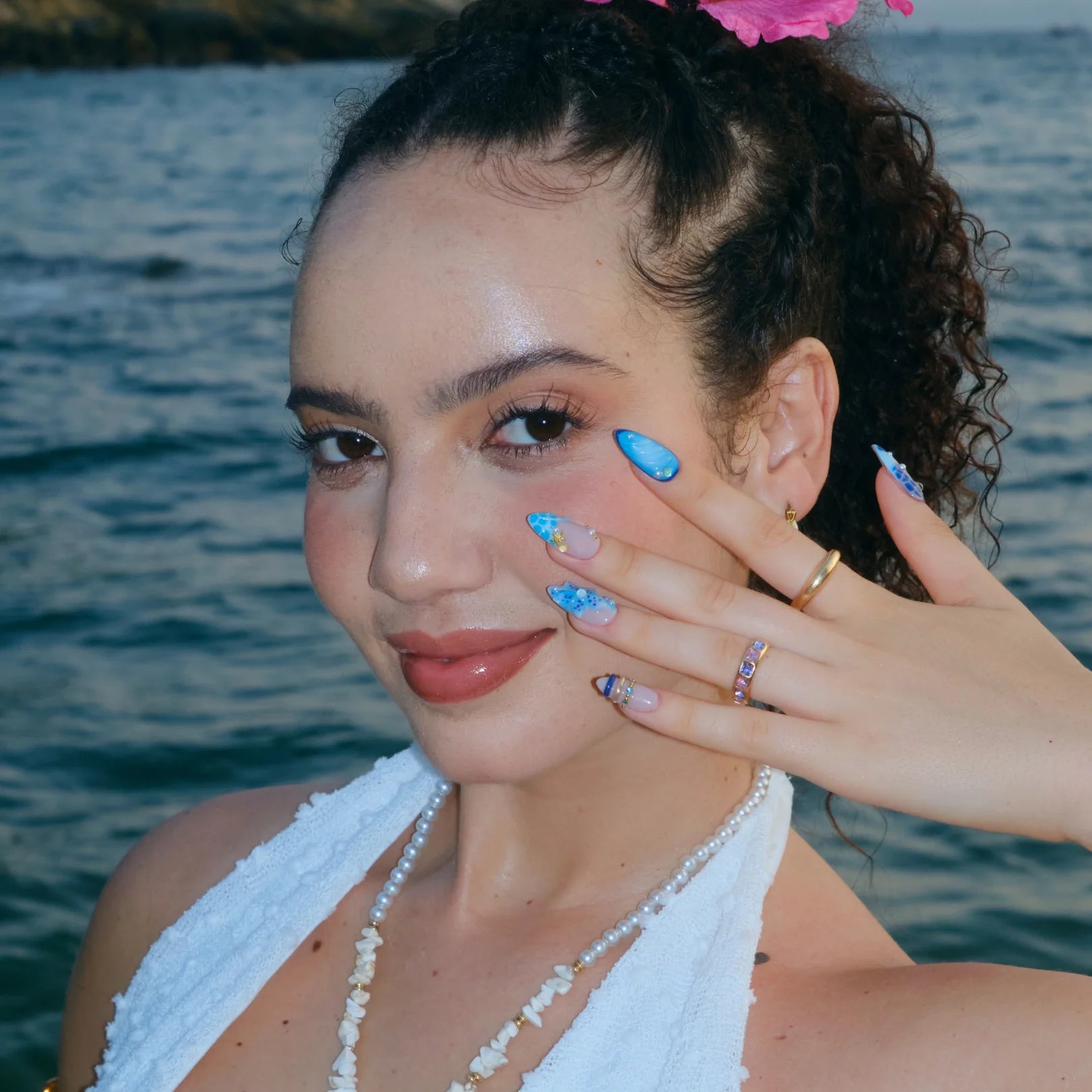 Bluish Tide - Ersa Nails Nude Blue PressOnNails