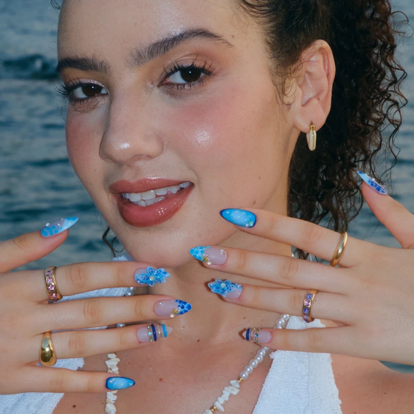 Bluish Tide - Ersa Nails Nude Blue PressOnNails