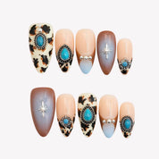 Boho Turquoise - Ersa Nails Nude Brown Blue PressOnNails