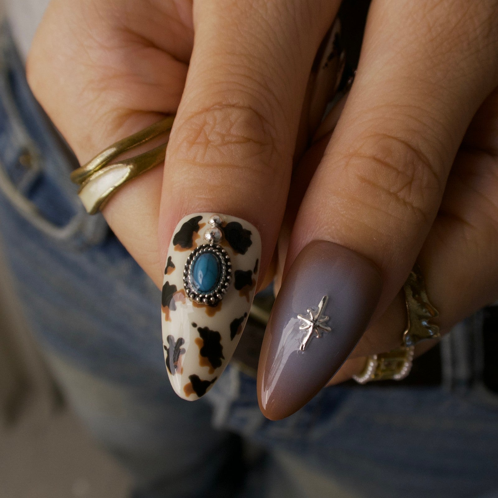 Boho Turquoise - Ersa Nails Nude Brown Blue PressOnNails