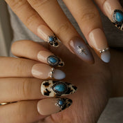 Boho Turquoise - Ersa Nails Nude Brown Blue PressOnNails