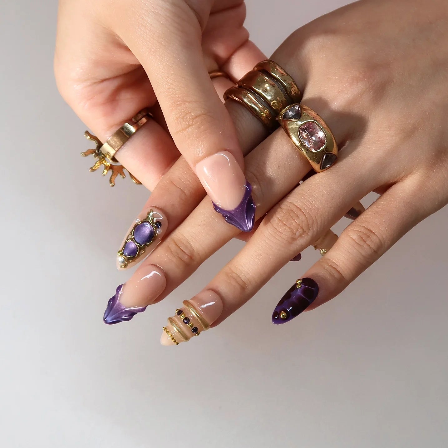 Born To Shine - Ersa Nails Nude Purple PressOnNails
