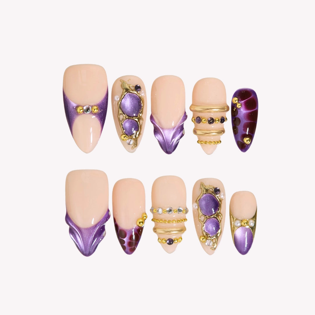 Born To Shine - Ersa Nails Nude Purple PressOnNails